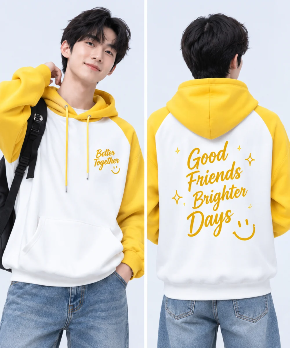 Áo hoodie nhóm Better Together màu trắng phối vàng