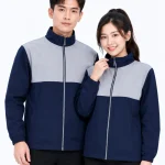 Áo khoác đồng phục không mũ màu xanh đen phối xám