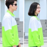 Áo khoác gió đồng phục phối màu xanh neon