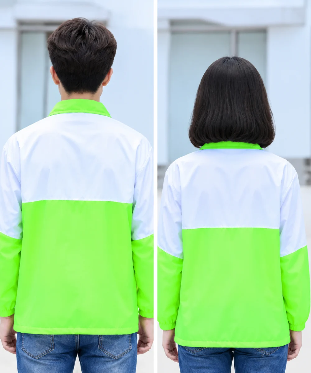 Áo khoác gió đồng phục phối màu xanh neon