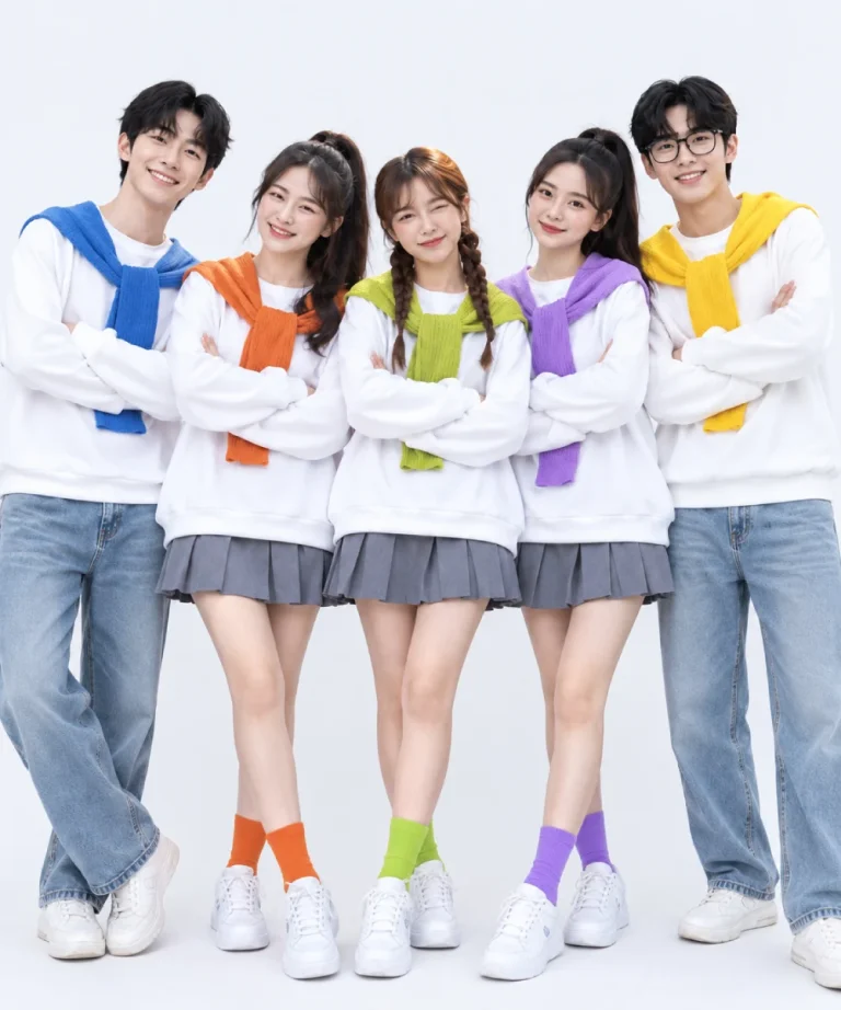 Áo nhóm đồng phục sweater kèm khăn quàng