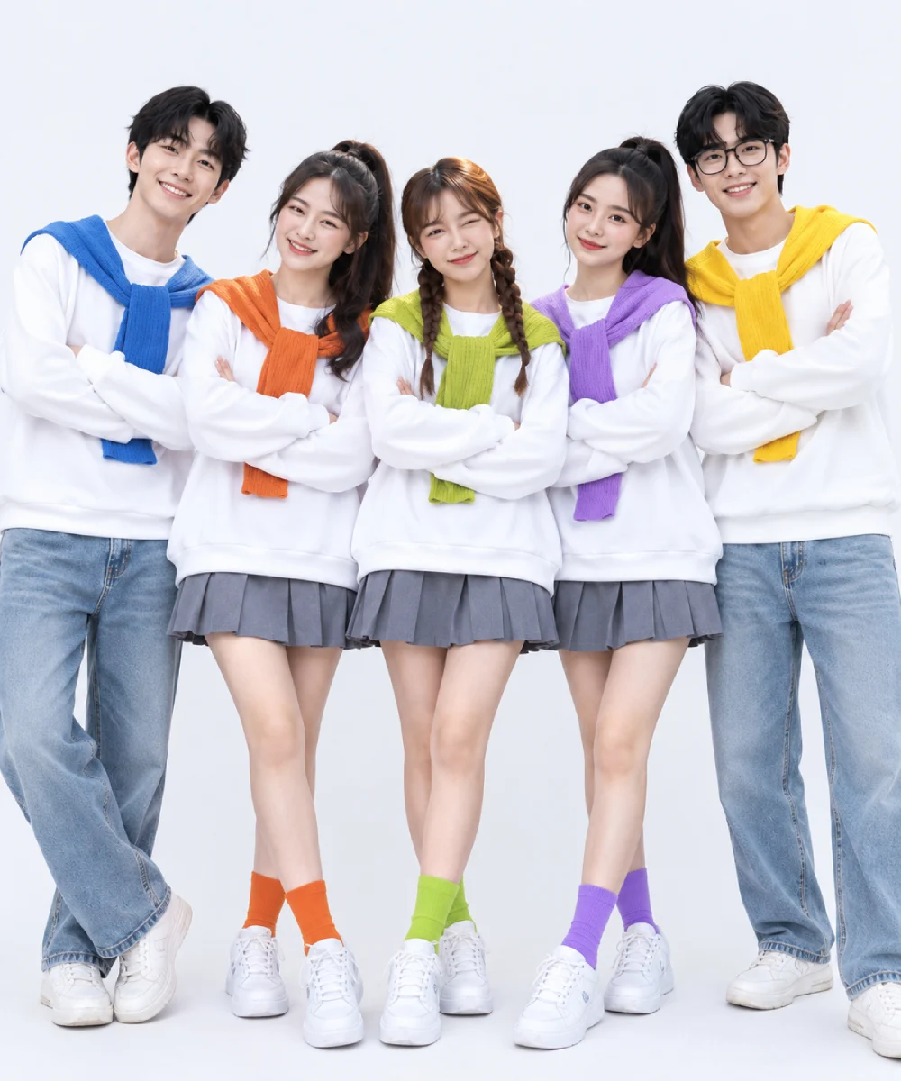 Áo nhóm đồng phục sweater kèm khăn quàng