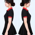 Áo polo may sẵn màu đen phối đỏ