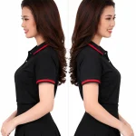 Áo polo may sẵn màu đen viền đỏ