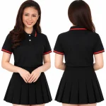 Áo polo may sẵn màu đen viền đỏ