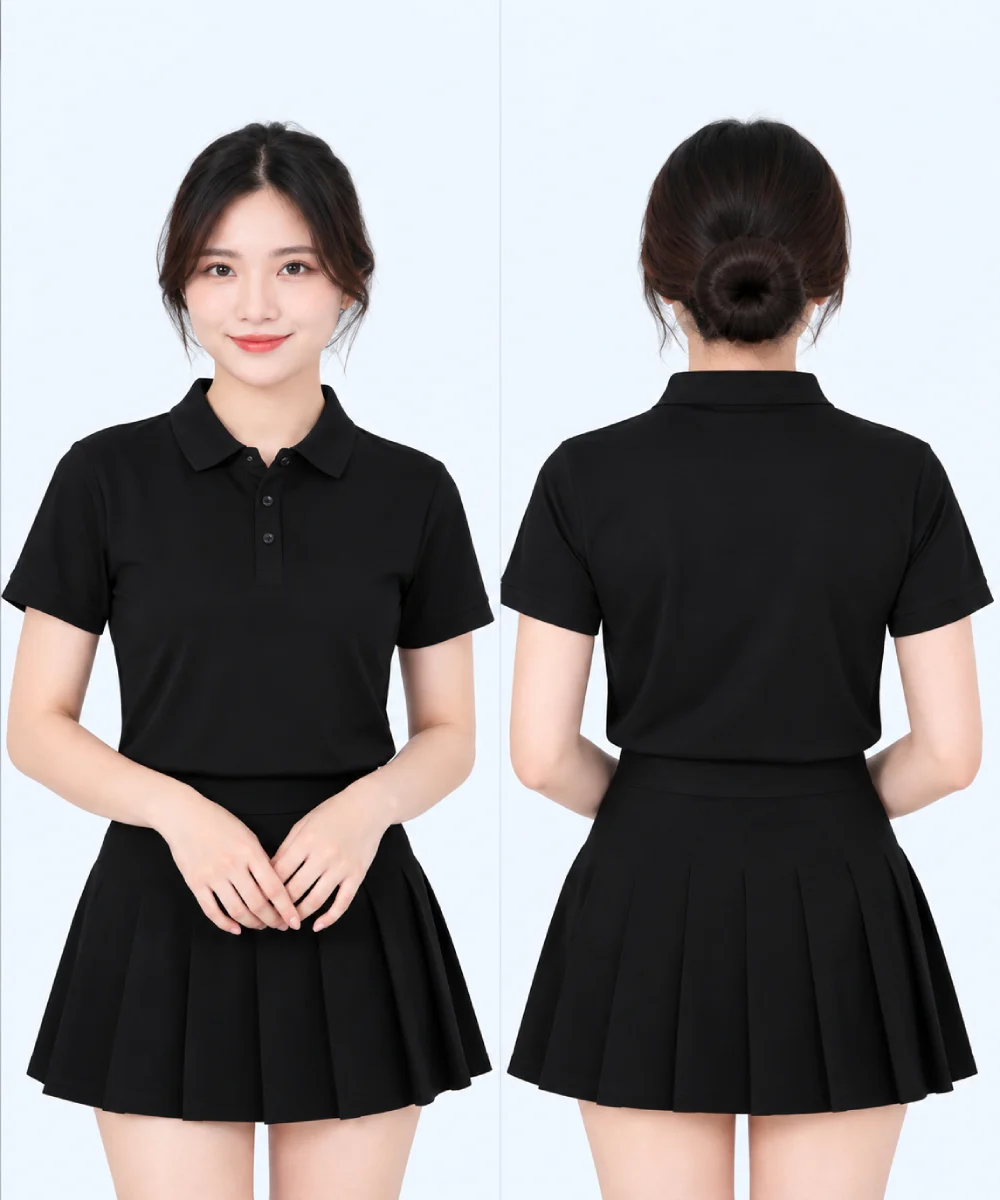 Áo polo may sẵn màu đen