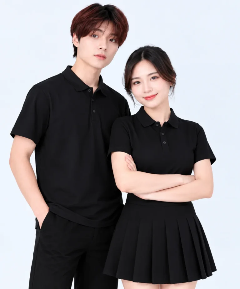 Áo polo may sẵn màu đen