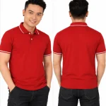 Áo polo may sẵn màu đỏ đô viền trắng