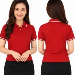 Áo polo may sẵn màu đỏ đô viền trắng