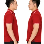 Áo polo may sẵn màu đỏ đô viền trắng