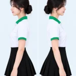 Áo polo may sẵn màu trắng phối xanh lá