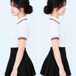 Áo polo may sẵn màu trắng viền đen đỏ