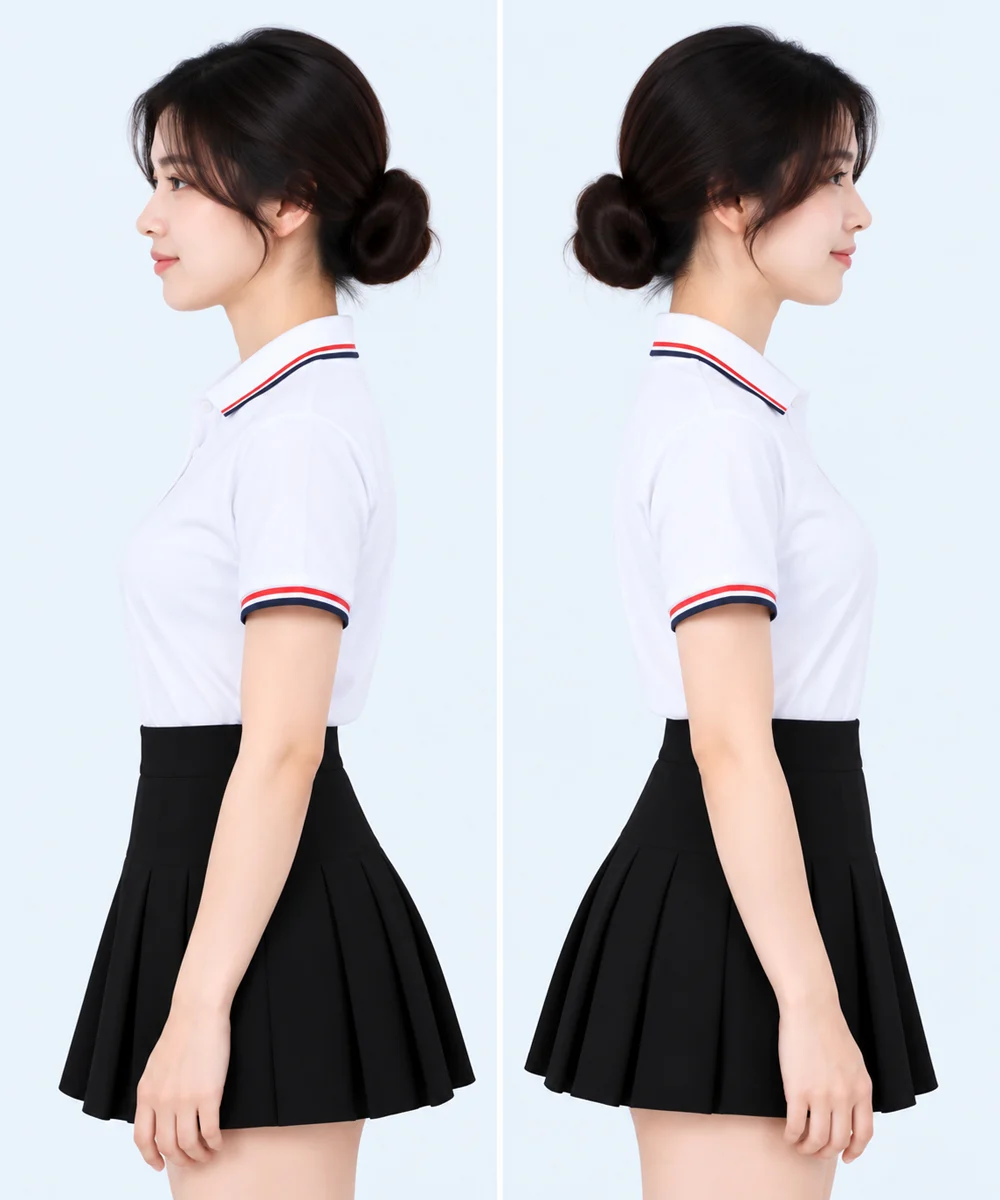 Áo polo may sẵn màu trắng viền đen đỏ