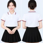 Áo polo may sẵn màu trắng viền đen đỏ