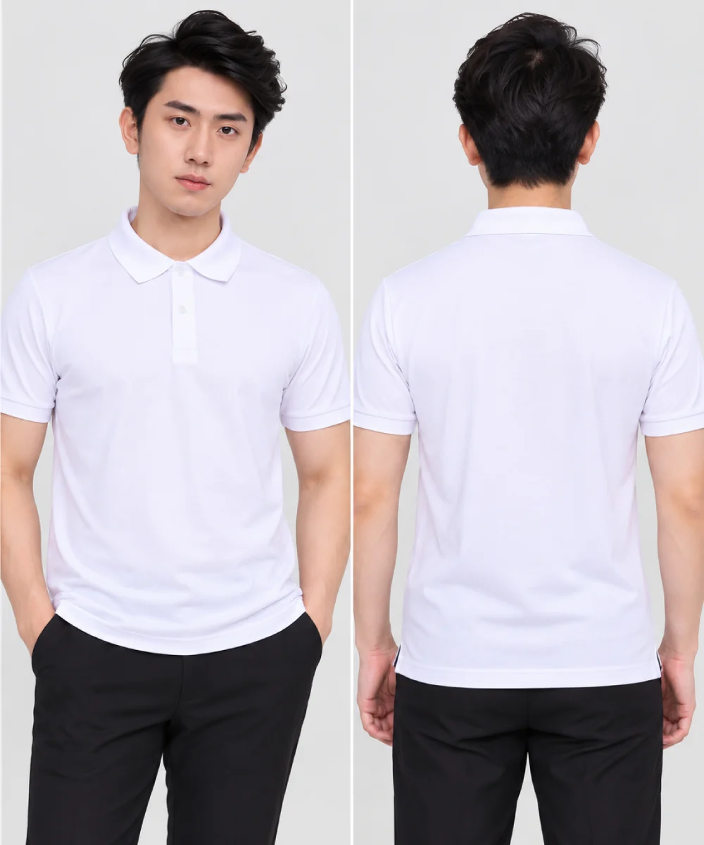 Áo polo may sẵn màu trắng