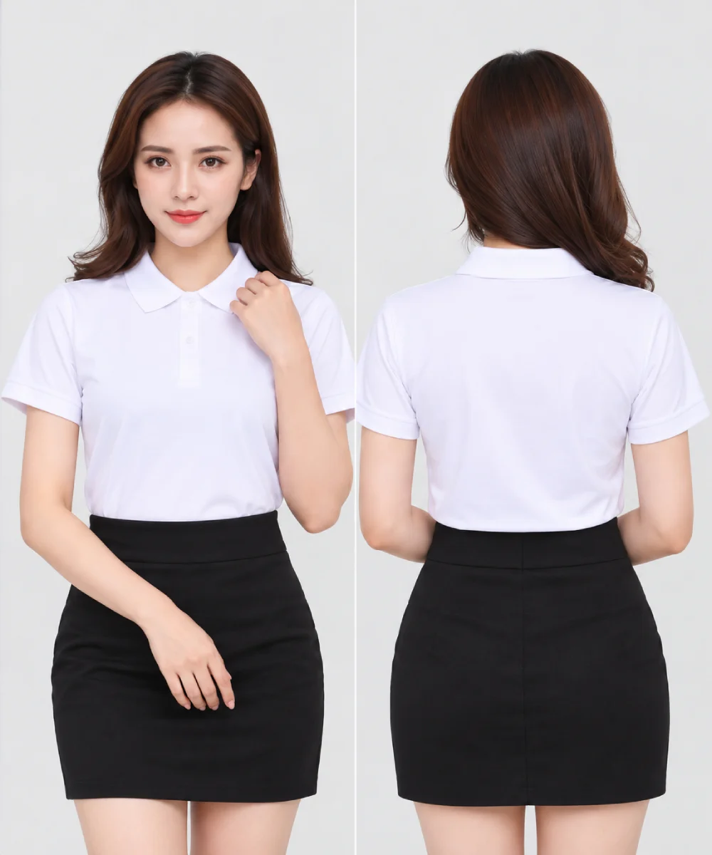 Áo polo may sẵn màu trắng