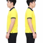 Áo polo may sẵn màu vàng phối xanh đen