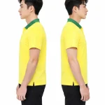 Áo polo may sẵn màu vàng phối xanh lá cây
