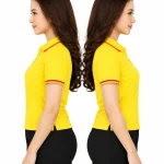 Áo polo may sẵn màu vàng viền đỏ