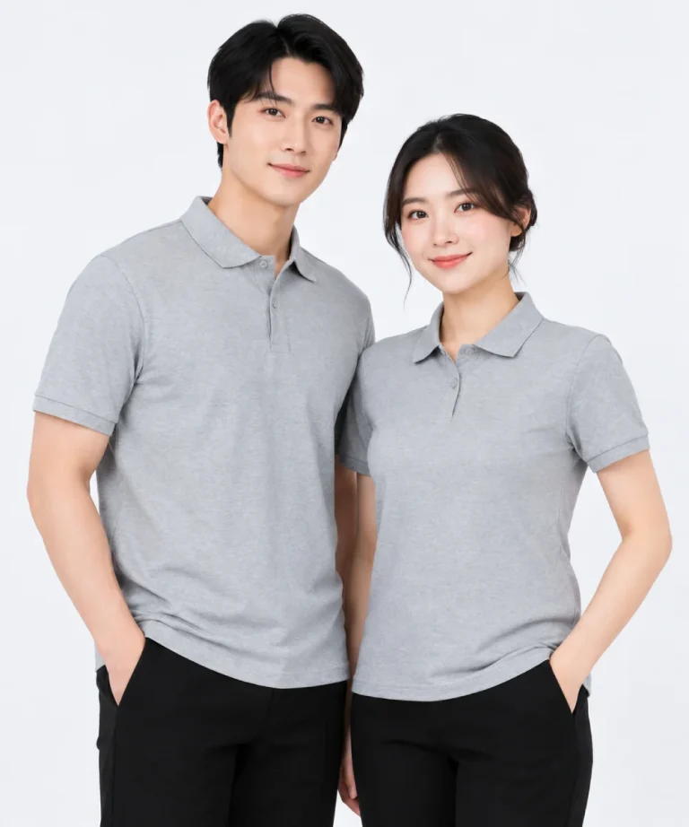 Áo polo may sẵn màu xám nhạt
