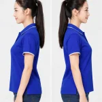 Áo polo may sẵn màu xanh dương viền trắng