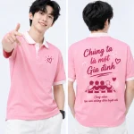 Áo polo nhóm màu hồng Chúng ta là một gia đình