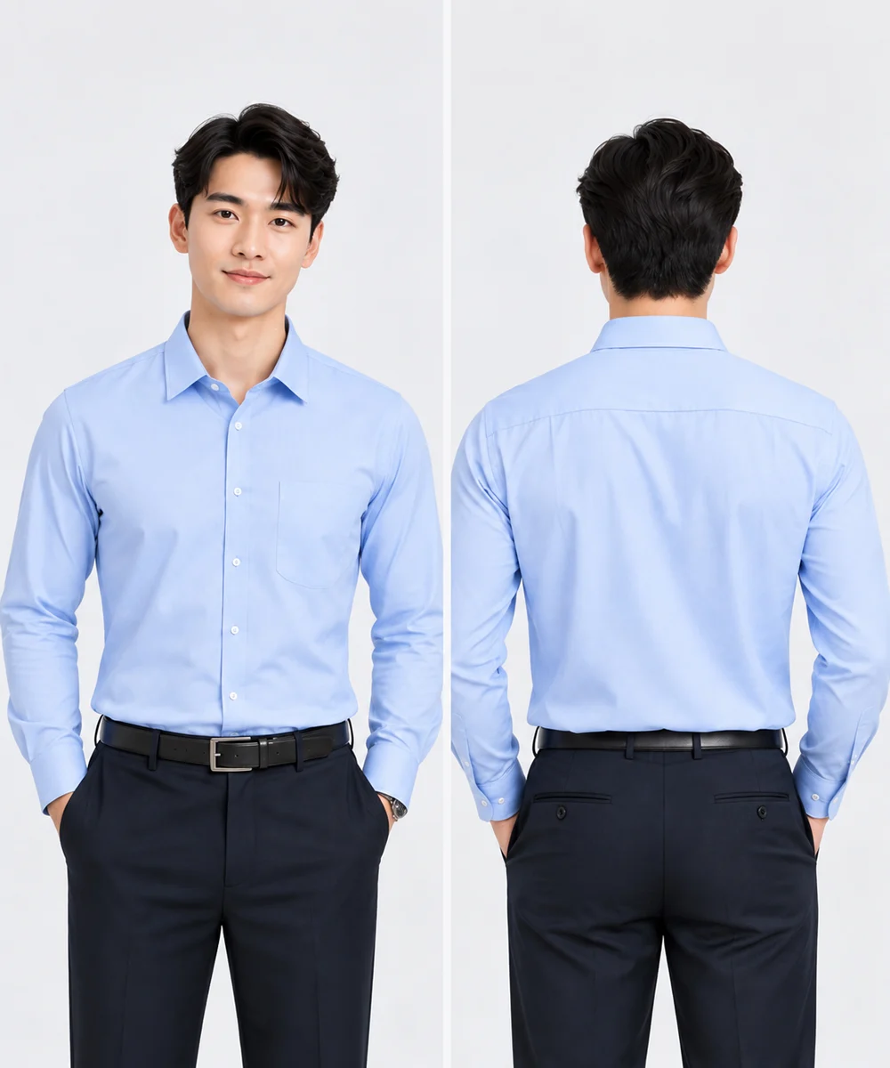 Áo sơ mi đồng phục công sở màu xanh da trời nhạt