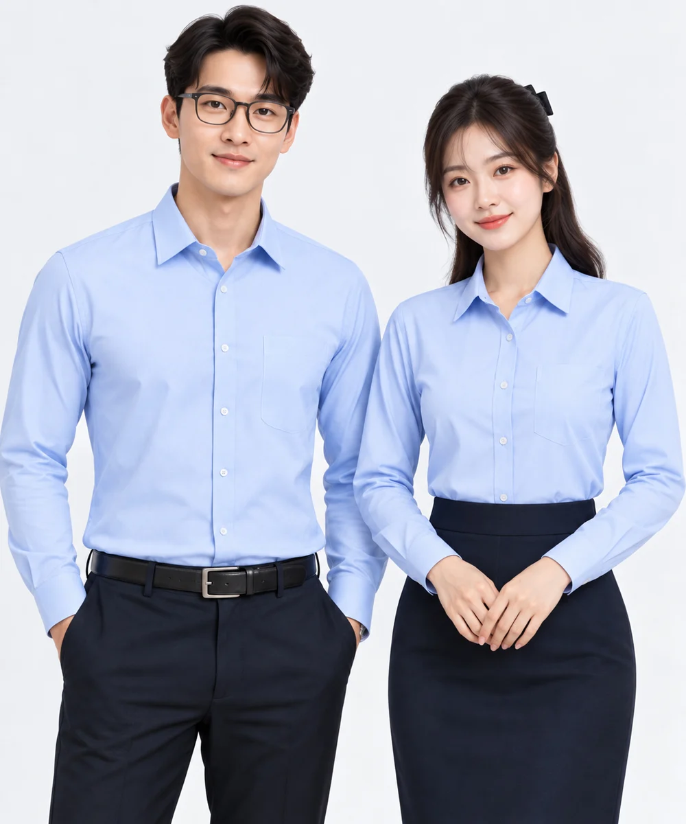 Áo sơ mi đồng phục công sở màu xanh da trời nhạt
