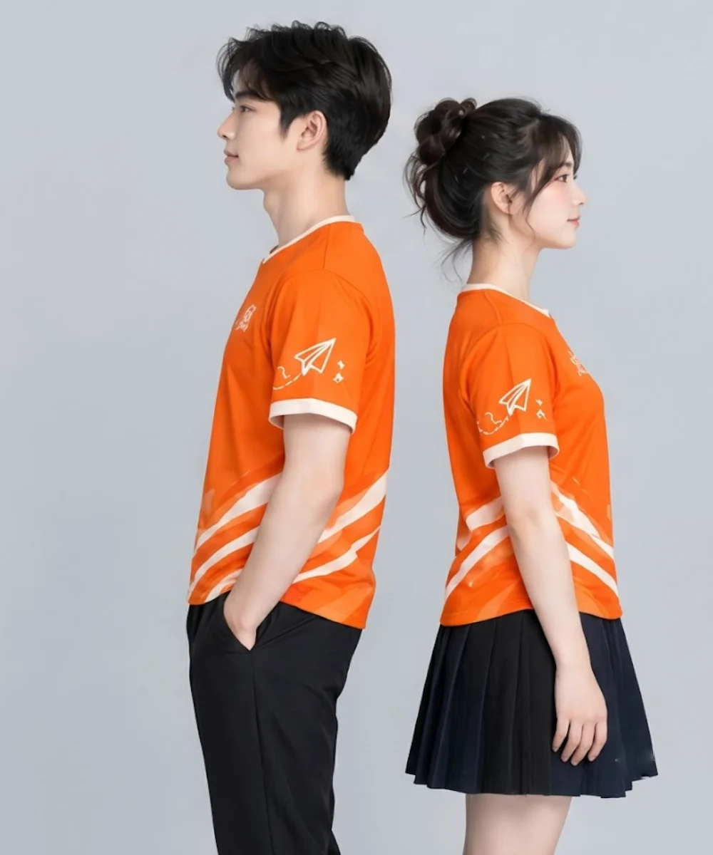 Áo thun đồng phục Lớp màu cam phối trắng
