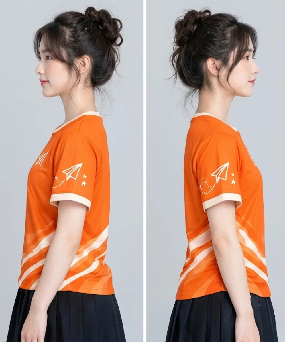 Áo thun đồng phục Lớp màu cam phối trắng