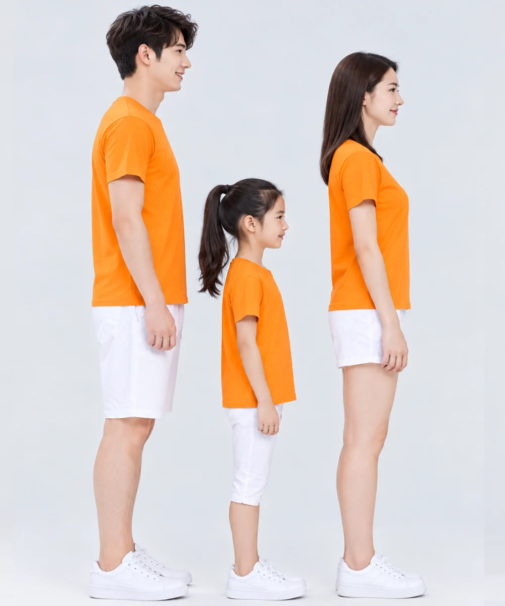 Áo thun đồng phục gia đình may sẵn màu cam