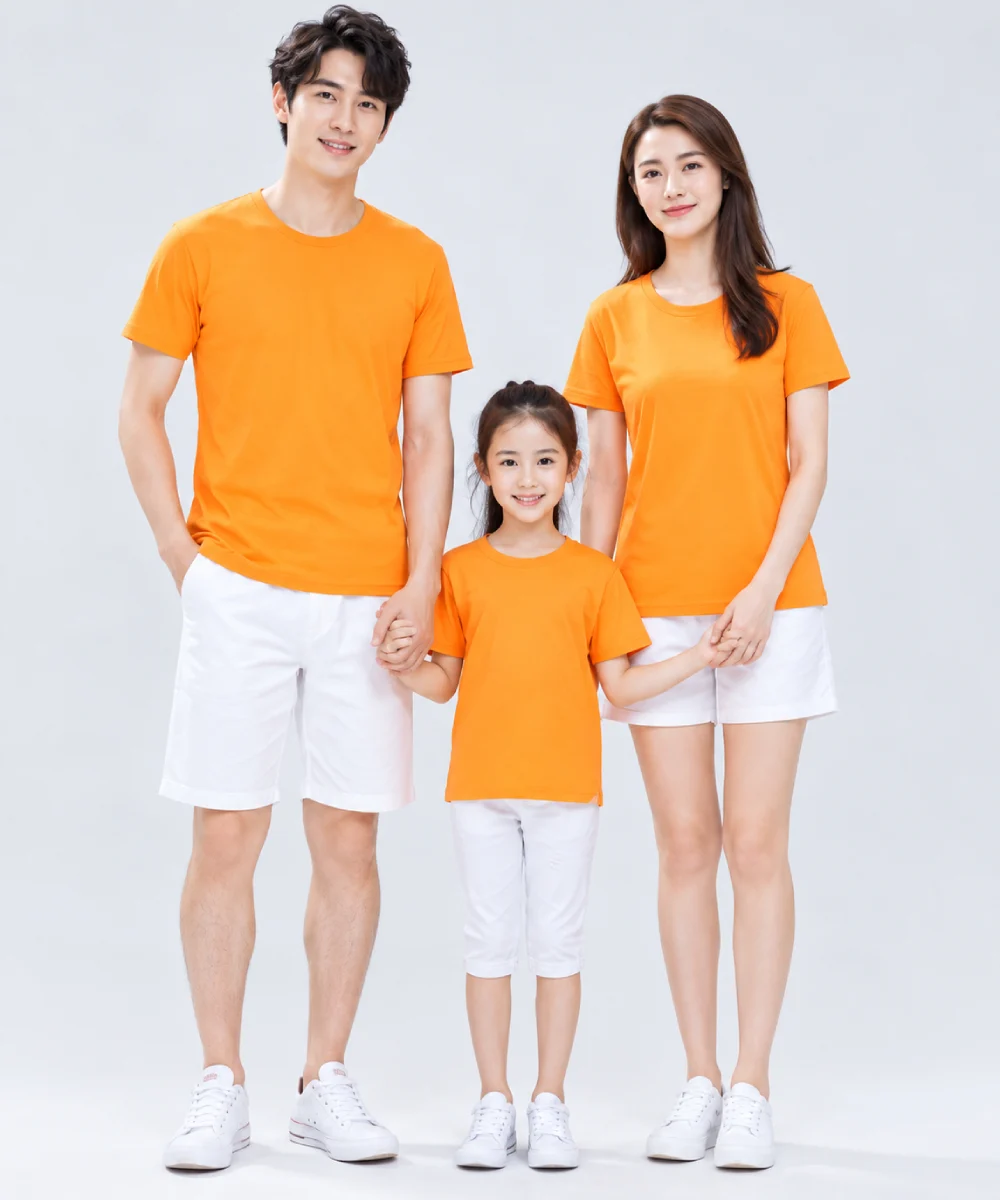 Áo thun đồng phục gia đình may sẵn màu cam