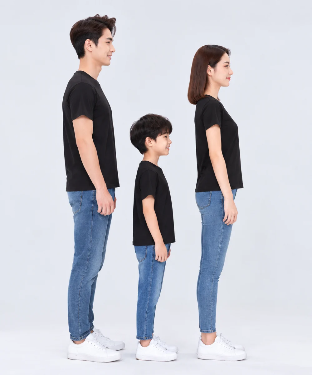 Áo thun đồng phục gia đình may sẵn màu đen