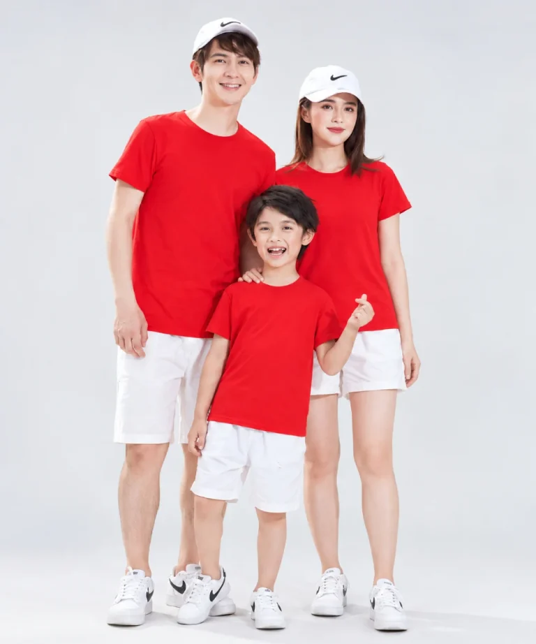Áo thun đồng phục gia đình may sẵn màu đỏ