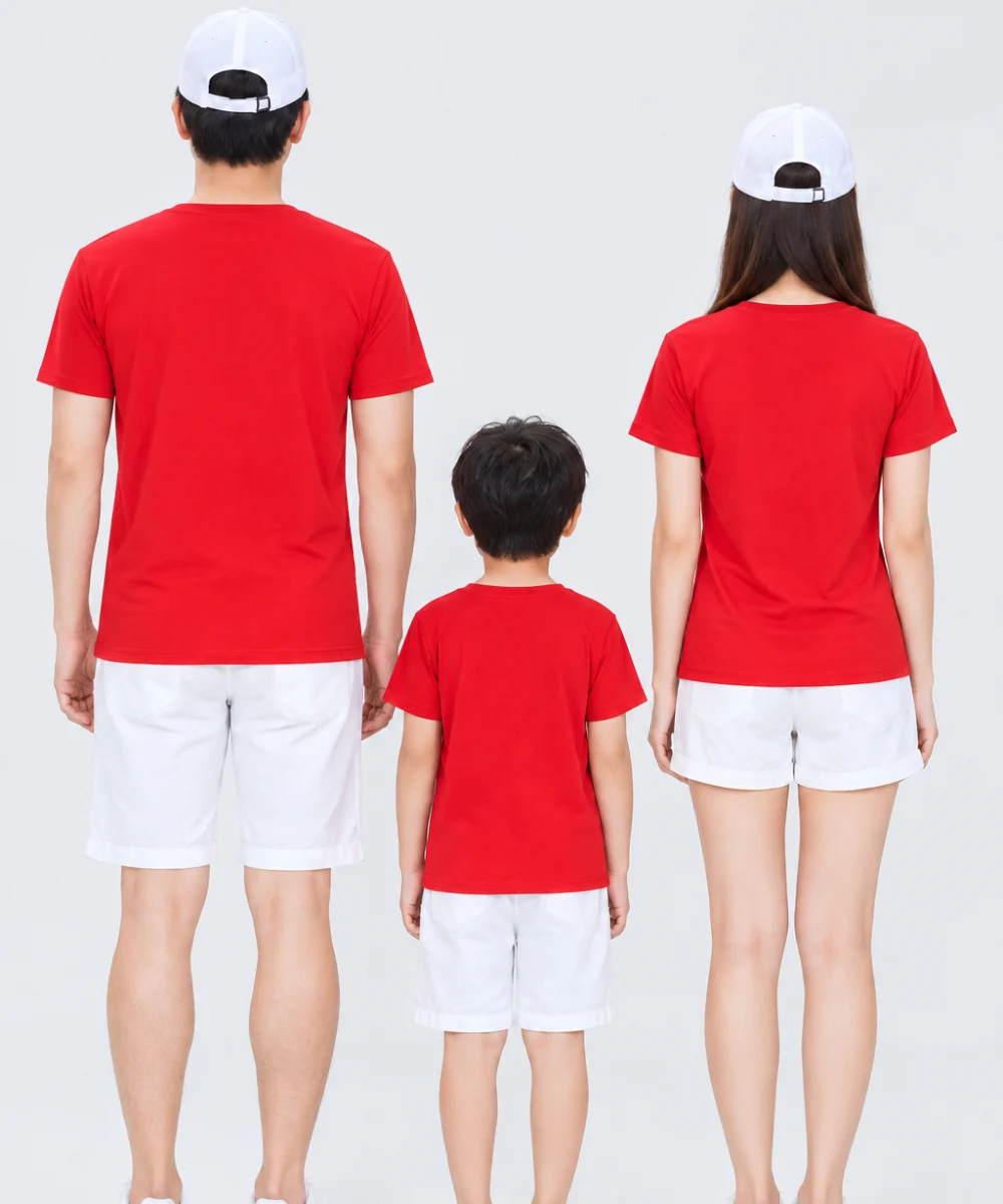 Áo thun đồng phục gia đình may sẵn màu đỏ