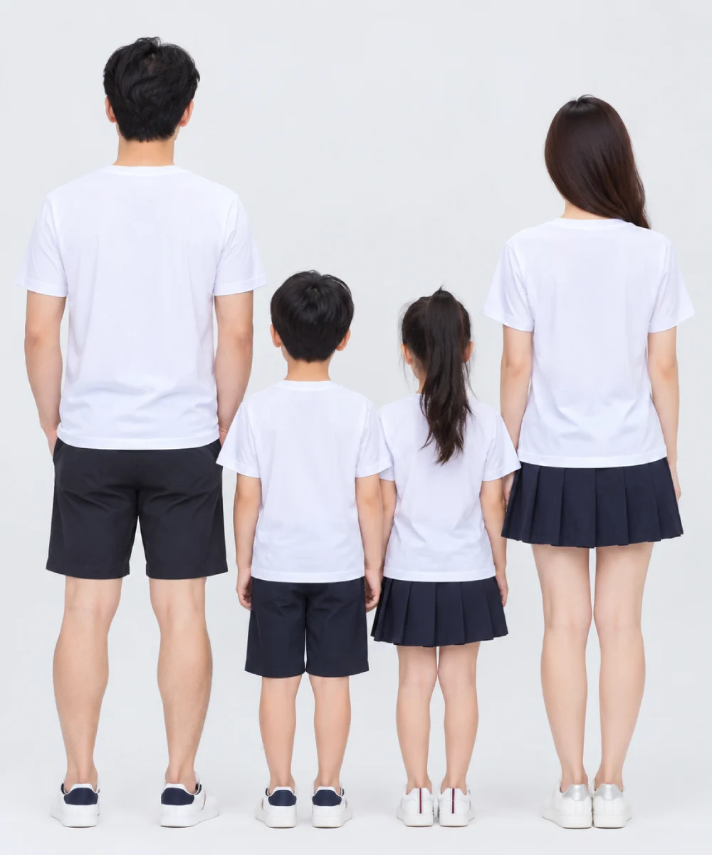 Áo thun đồng phục gia đình may sẵn màu trắng