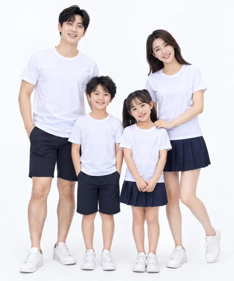 Áo thun đồng phục gia đình may sẵn màu trắng