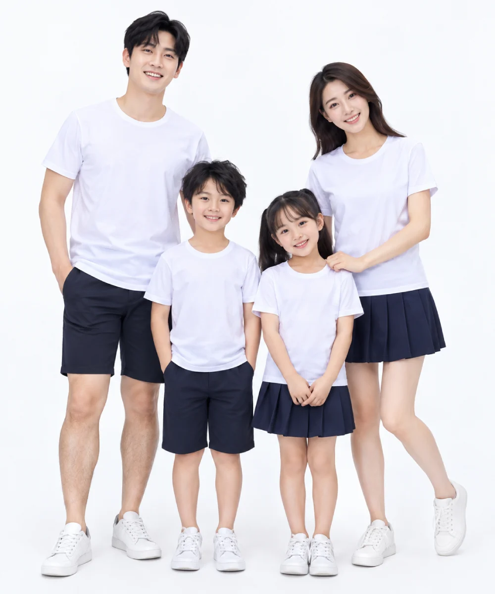 Áo thun đồng phục gia đình may sẵn màu trắng