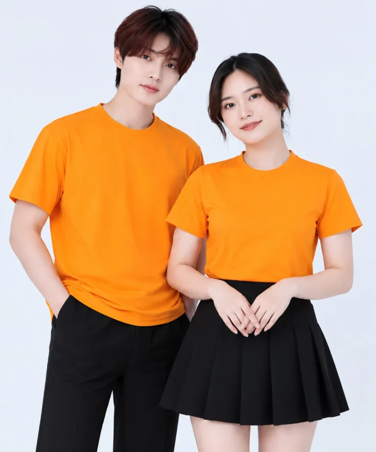 Áo thun đồng phục may sẵn màu cam