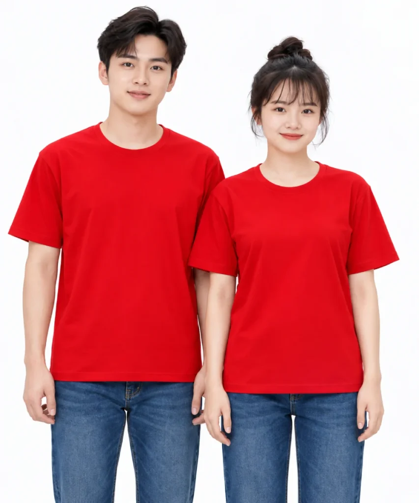 Áo thun đồng phục may sẵn màu đỏ