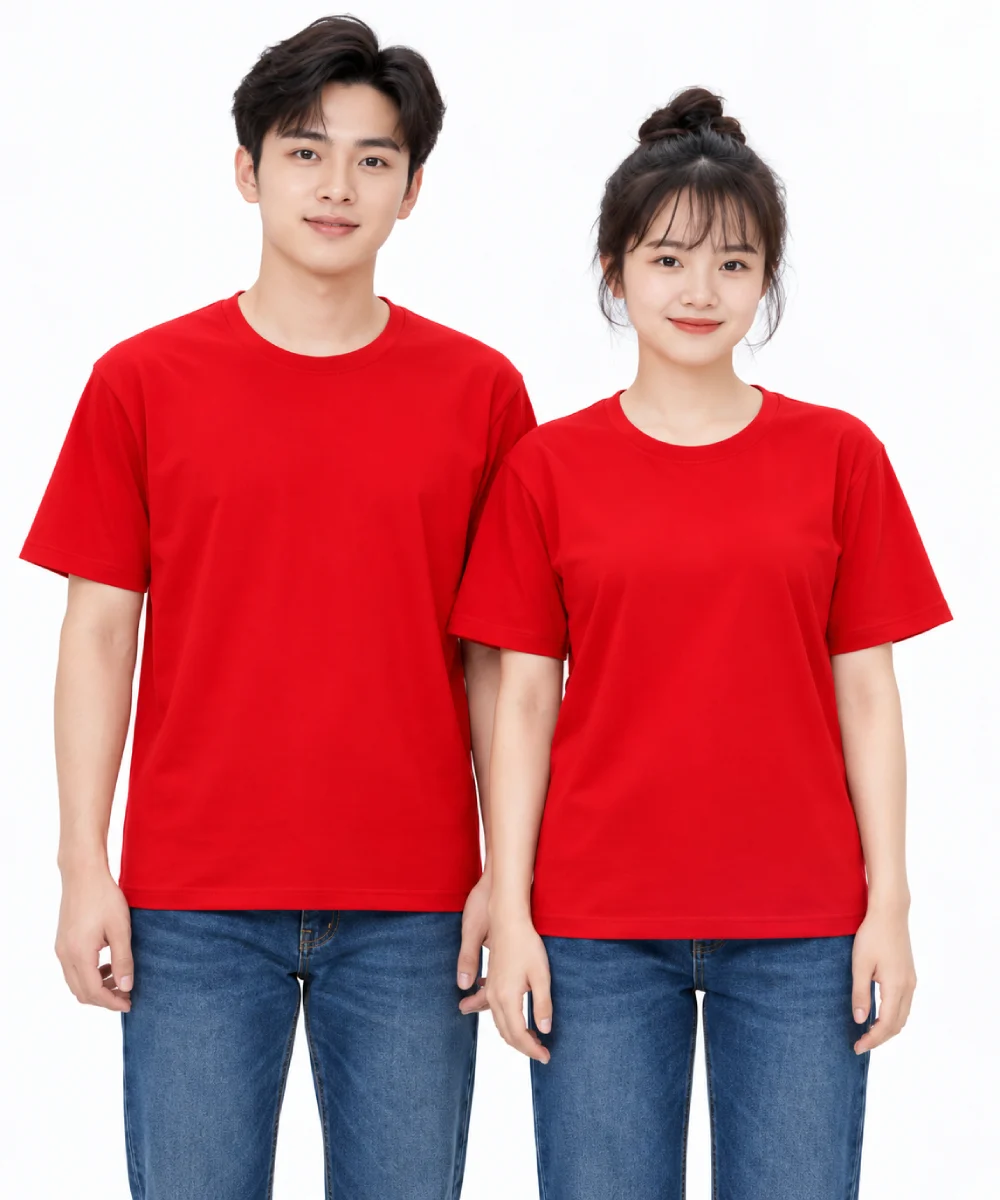 Áo thun đồng phục may sẵn màu đỏ