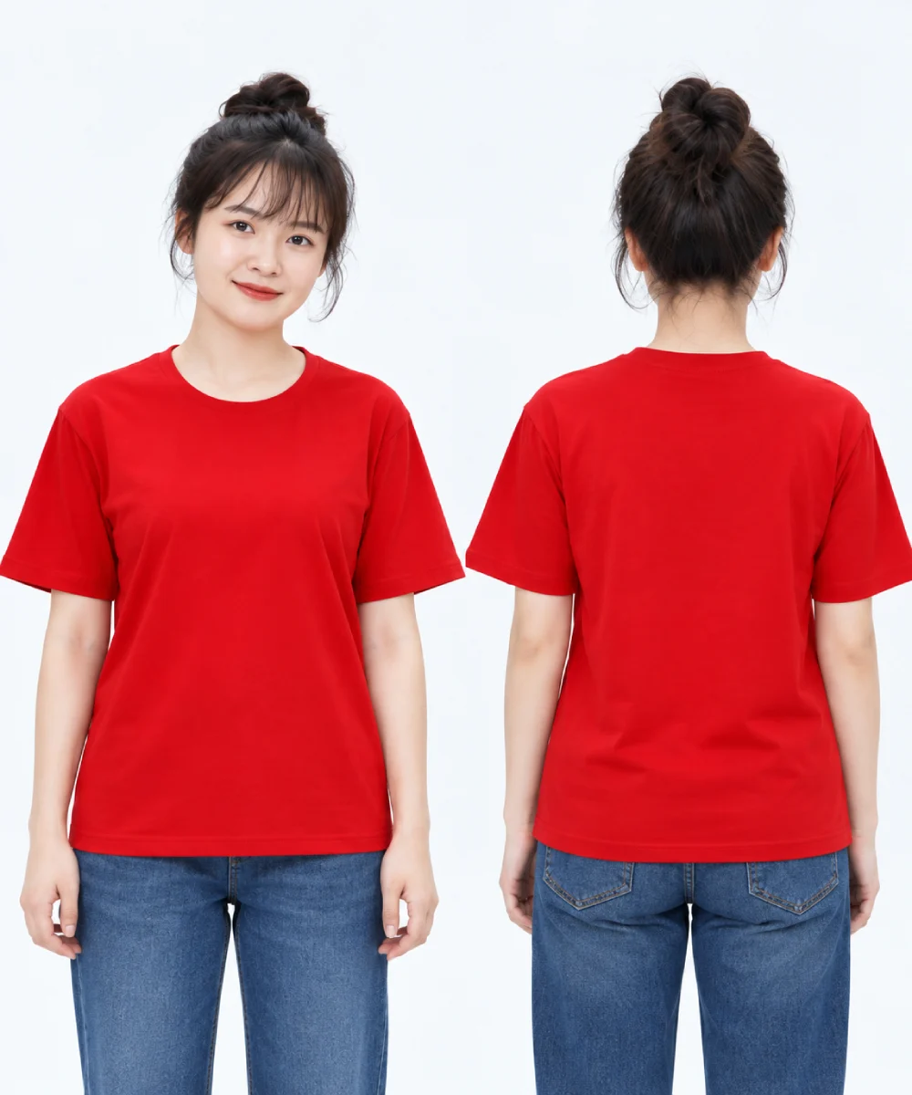 Áo thun đồng phục may sẵn màu đỏ