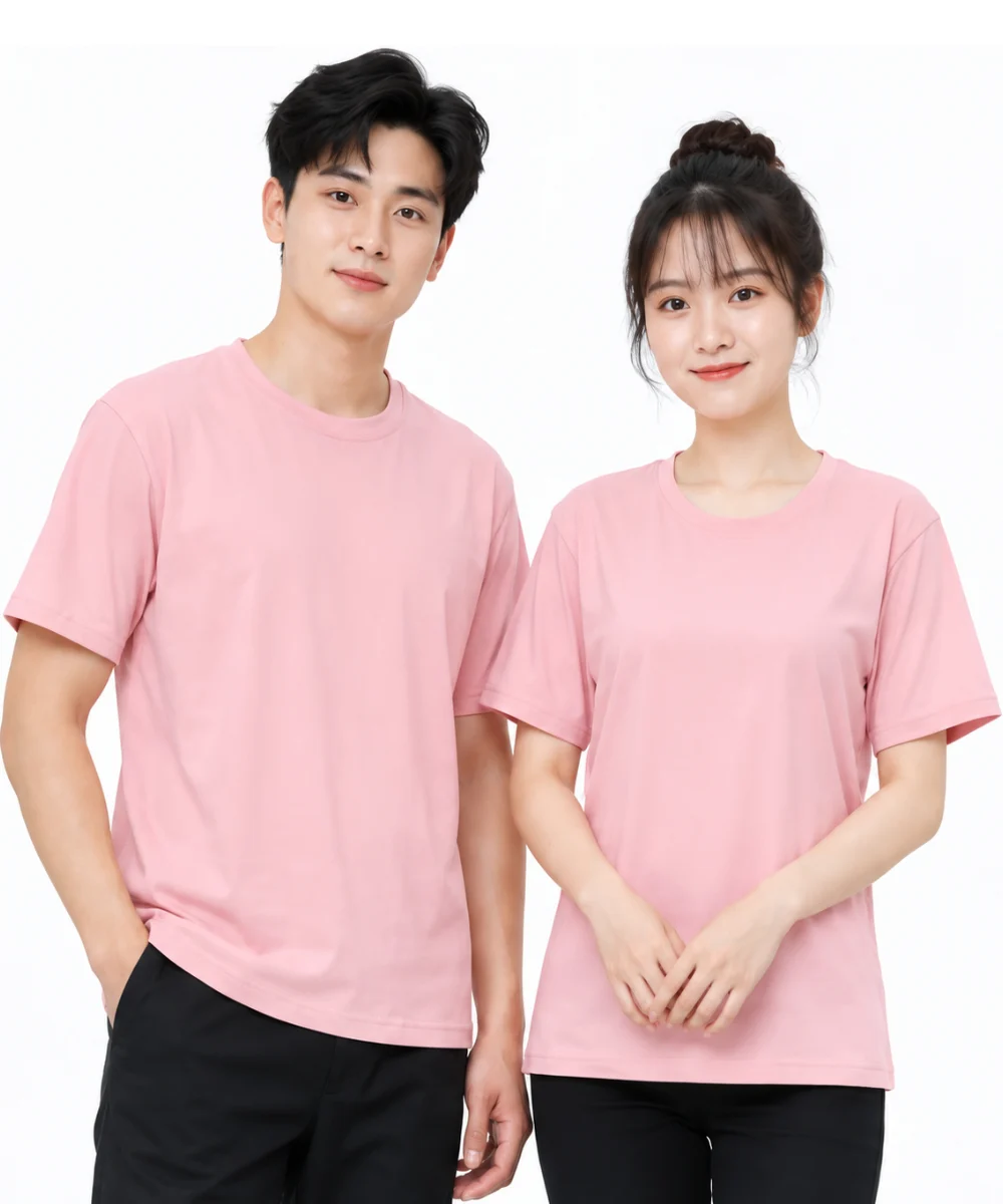 Áo thun đồng phục may sẵn màu hồng pastel