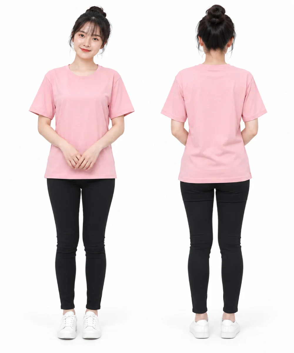 Áo thun đồng phục may sẵn màu hồng pastel