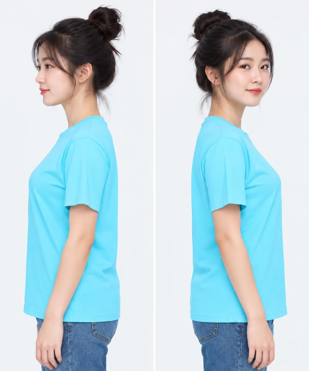 Áo thun đồng phục may sẵn màu xanh cyan pastel
