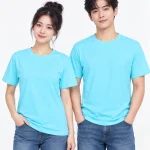 Áo thun đồng phục may sẵn màu xanh cyan pastel