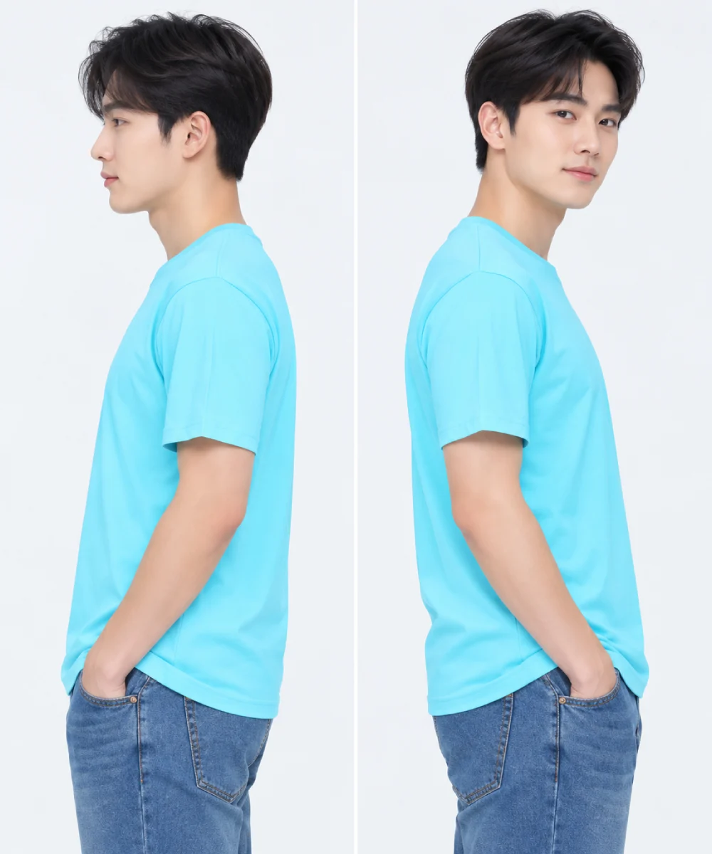 Áo thun đồng phục may sẵn màu xanh cyan pastel