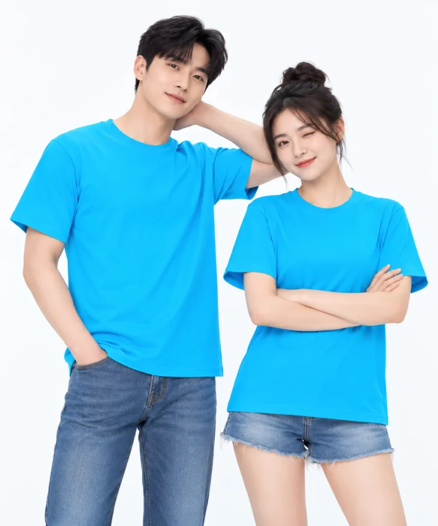 Áo thun đồng phục may sẵn màu xanh da trời
