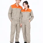 Đồng phục bảo hộ may sẵn màu be phối cam