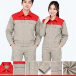 Đồng phục bảo hộ may sẵn màu be phối đỏ